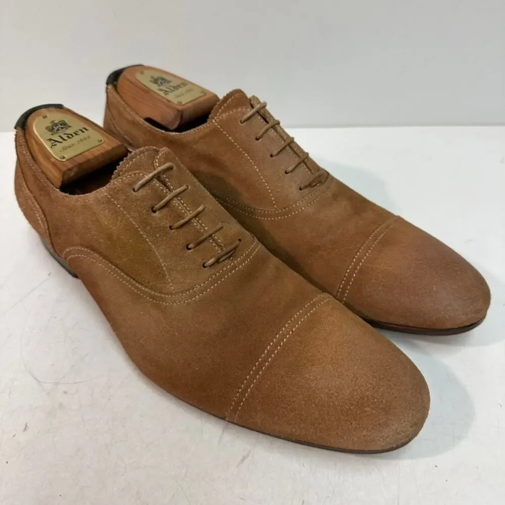 VGUC Paul Smith Tan Cap Toe Oxford Snuff Suede Made in Spain UK 8 / US 9